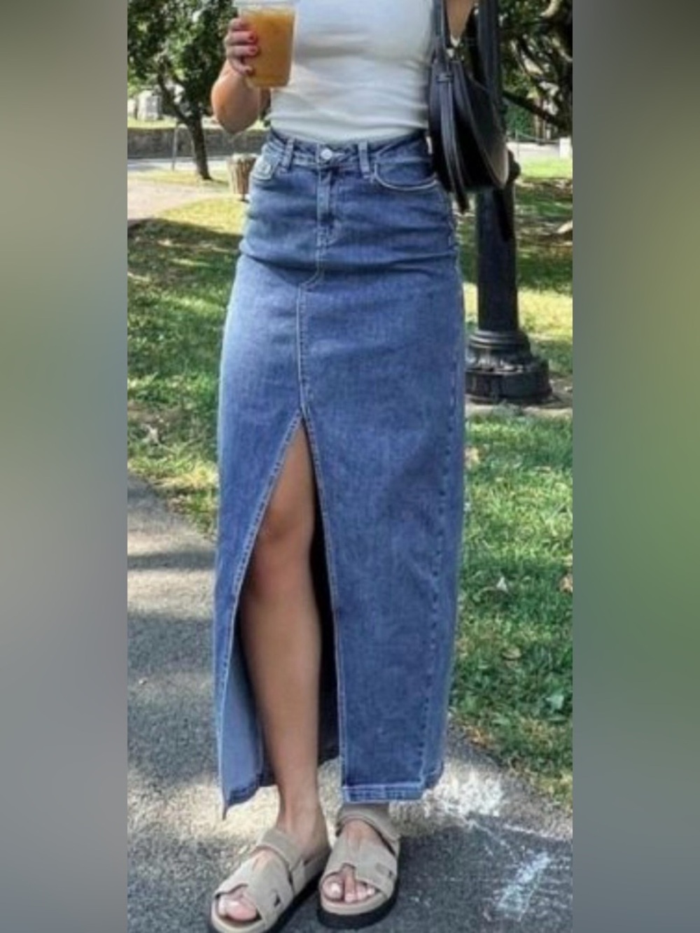 Cotton On “ Bailey denim maxi skirt” medium blue -slit- coastal-Women size 4 - Picture 2 of 8